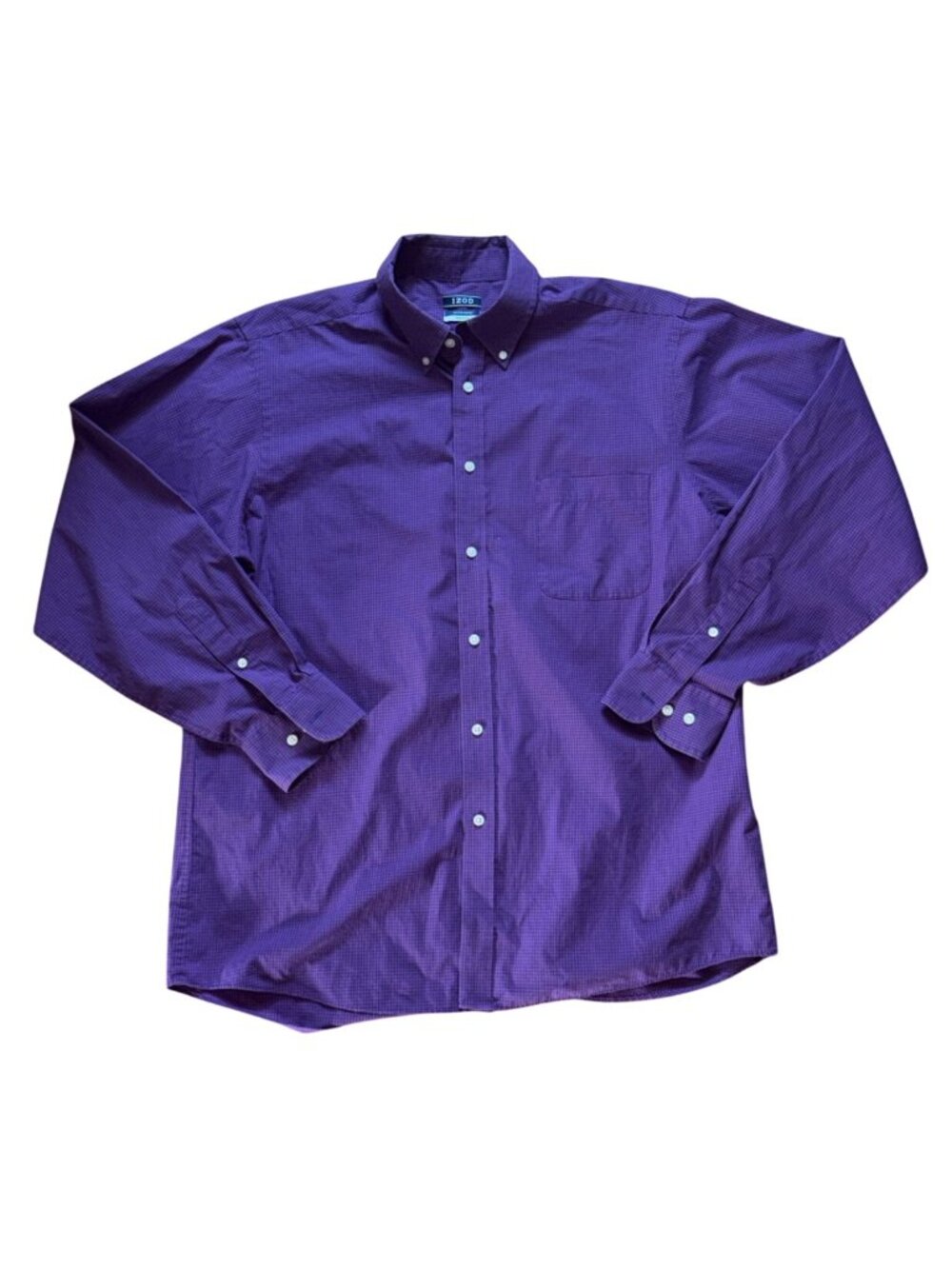 IZOD All Over Stretch Mens Regular Fit Button Front Shirt-Purple-L-GUC